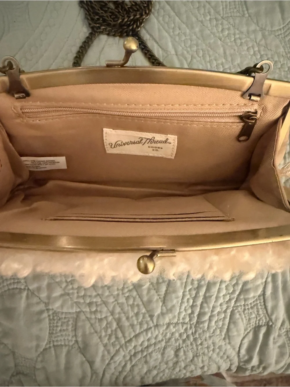 Universal Thread Blush Curly Shearling Chain Clutch